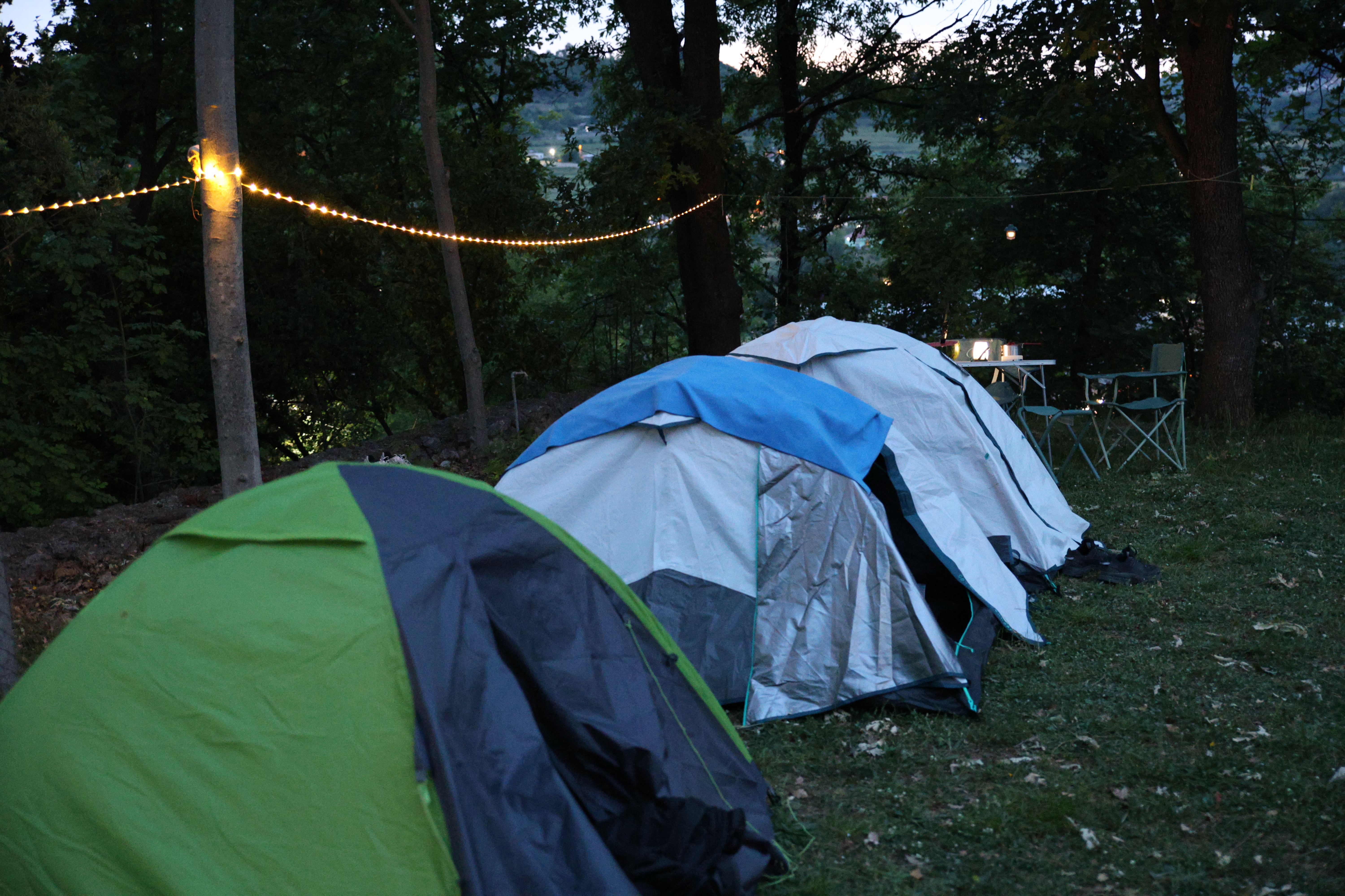 Camping Dajti — tents in the forest