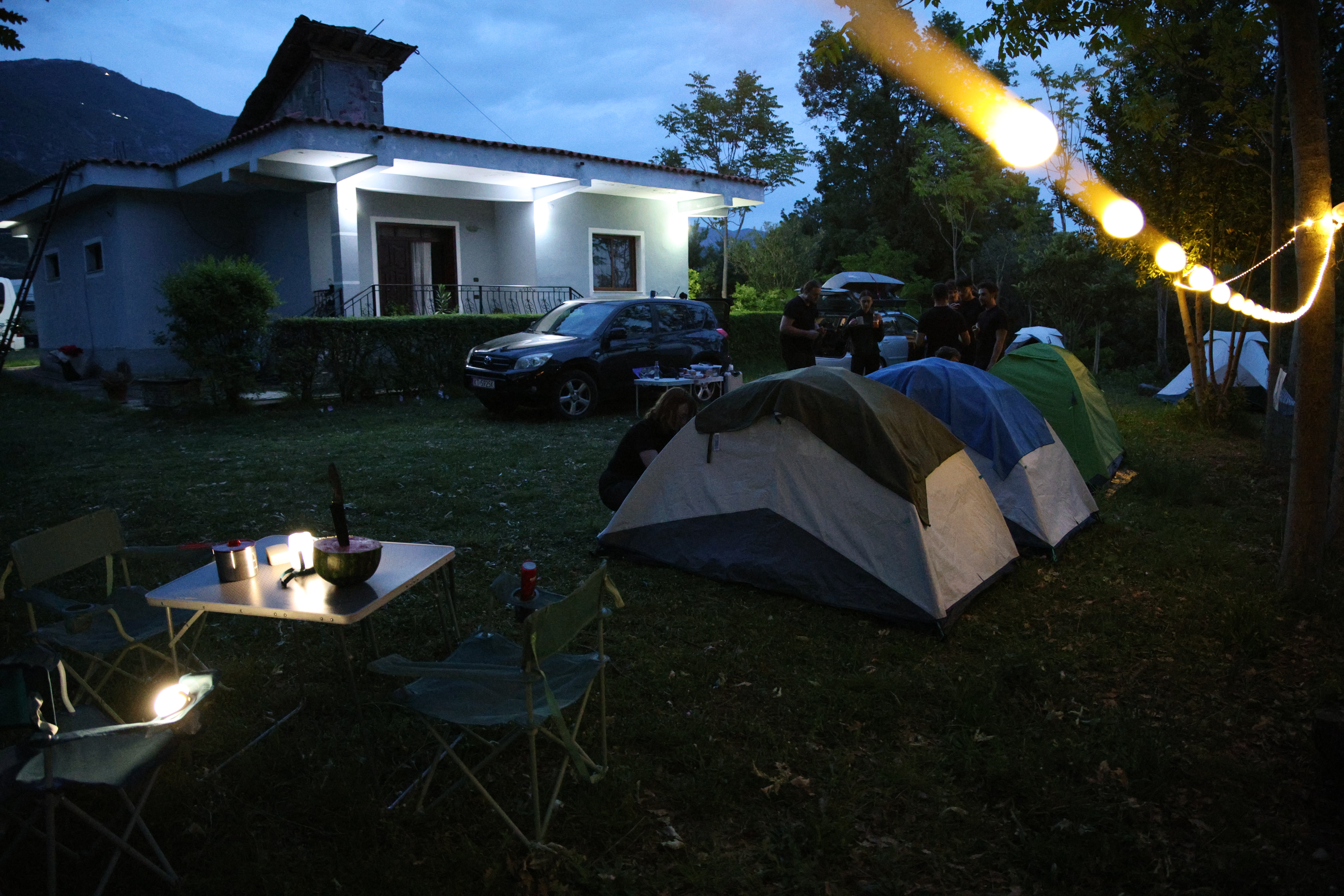 Camping Dajti — evening at the site